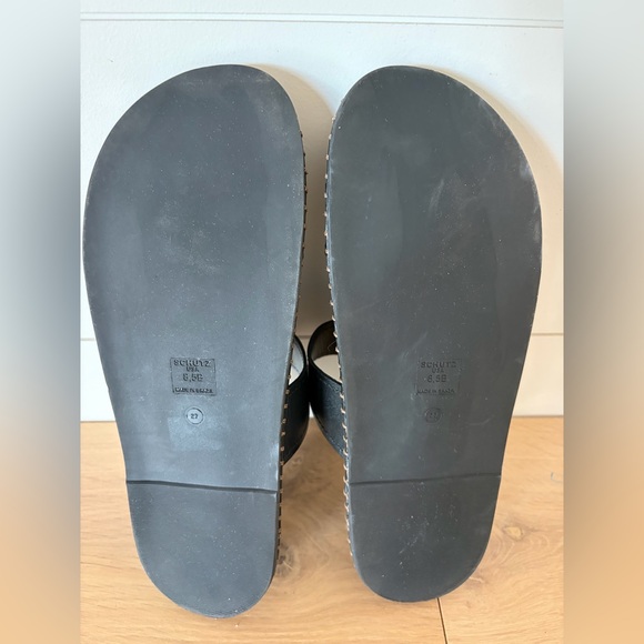 SCHUTZ Naomi Sporty Women's Slide Sandal in Black and Gold | US 8.5 - Picture 5 of 5